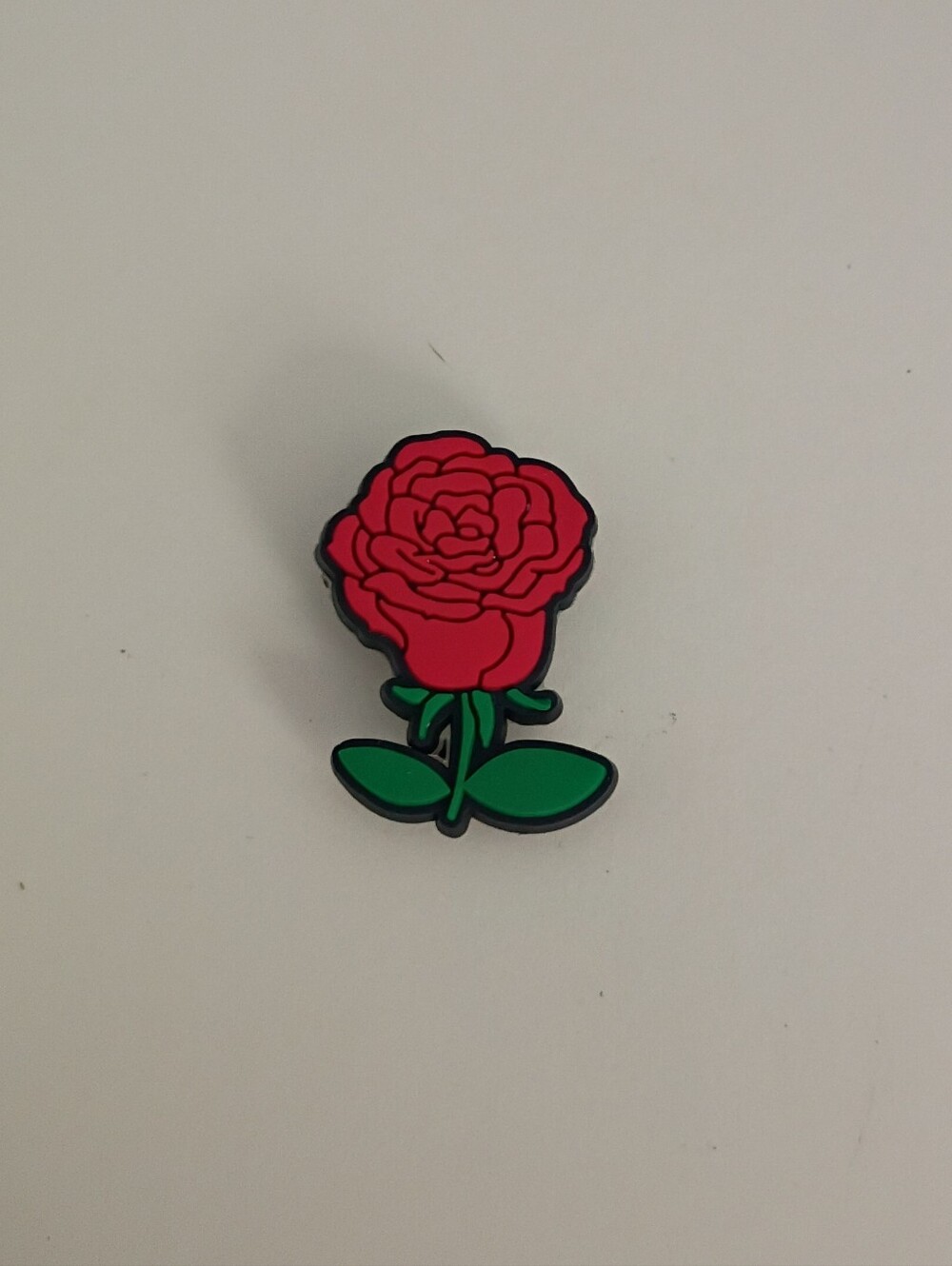 10 for $10 Jibbitz Croc Charm - Red Flower Red Rose Petals Green Stem & Leaves